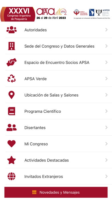 Emulate iPhone app APSA Congresos using MyAndroid