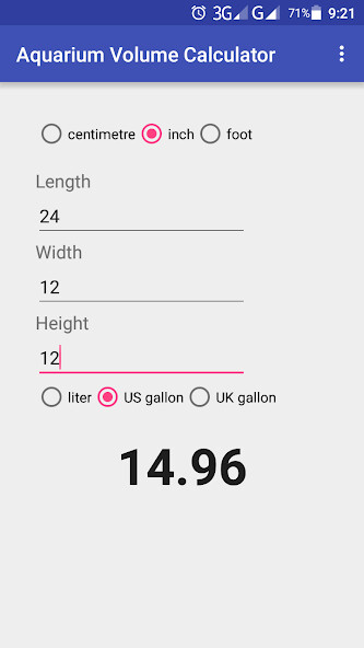 Run android online APK Aquarium Volume Calculator from MyAndroid or emulate Aquarium Volume Calculator using MyAndroid