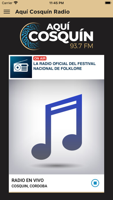 Emulate iPhone app Aquí Cosquín Radio using MyAndroid