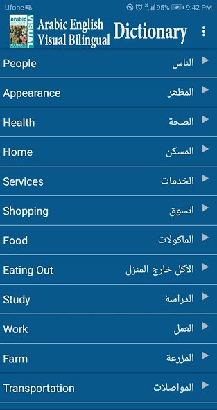 Run android online APK Arabic English Visual Dictionary from MyAndroid or emulate Arabic English Visual Dictionary using MyAndroid