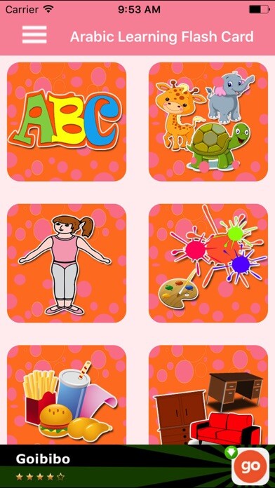 Emulate iPhone app Arabic Learning Flash Card using MyAndroid