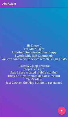 Emulate Android APK ARCALight(Anti-theft Remote Command App)