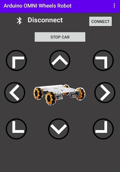 Run android online APK Arduino OMNI Wheels Bluetooth from MyAndroid or emulate Arduino OMNI Wheels Bluetooth using MyAndroid