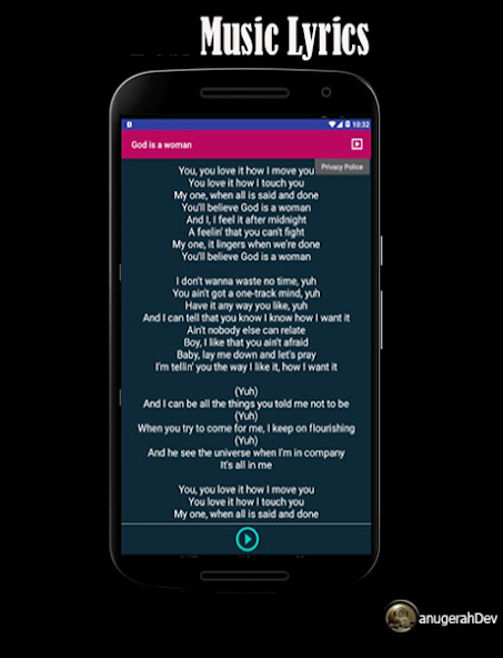 Emulate Android APK Ariana Grande Song Lyrics