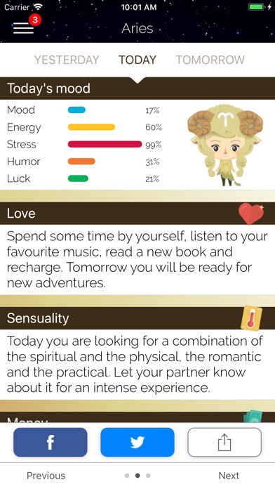 Emulate iPhone app Aries Horoscope Daily using MyAndroid