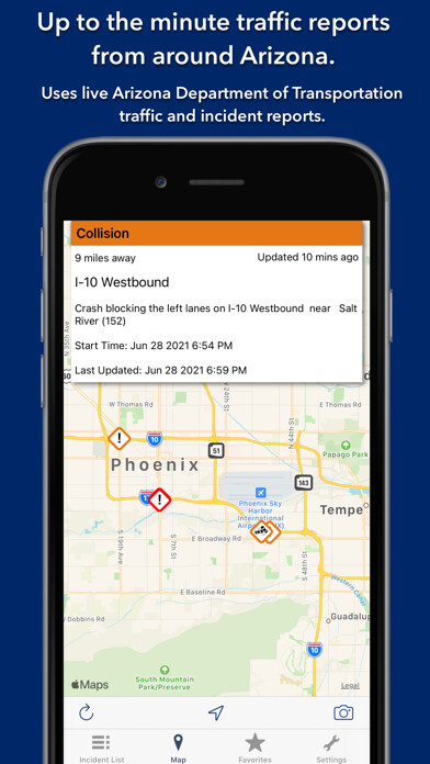 Emulate iPhone app Arizona State Roads using MyAndroid