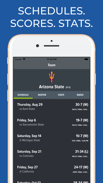 Emulate iPhone app Arizona St Football Schedules using MyAndroid Emulate iPhone app Arizona St Football Schedules using MyAndroid