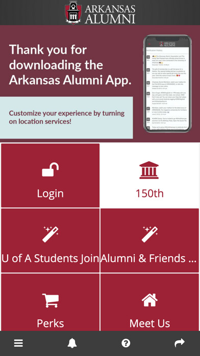 Emulate iPhone app Arkansas Alumni using MyAndroid