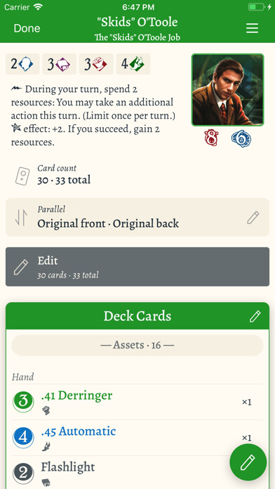 Emulate iPhone app Arkham Cards using MyAndroid