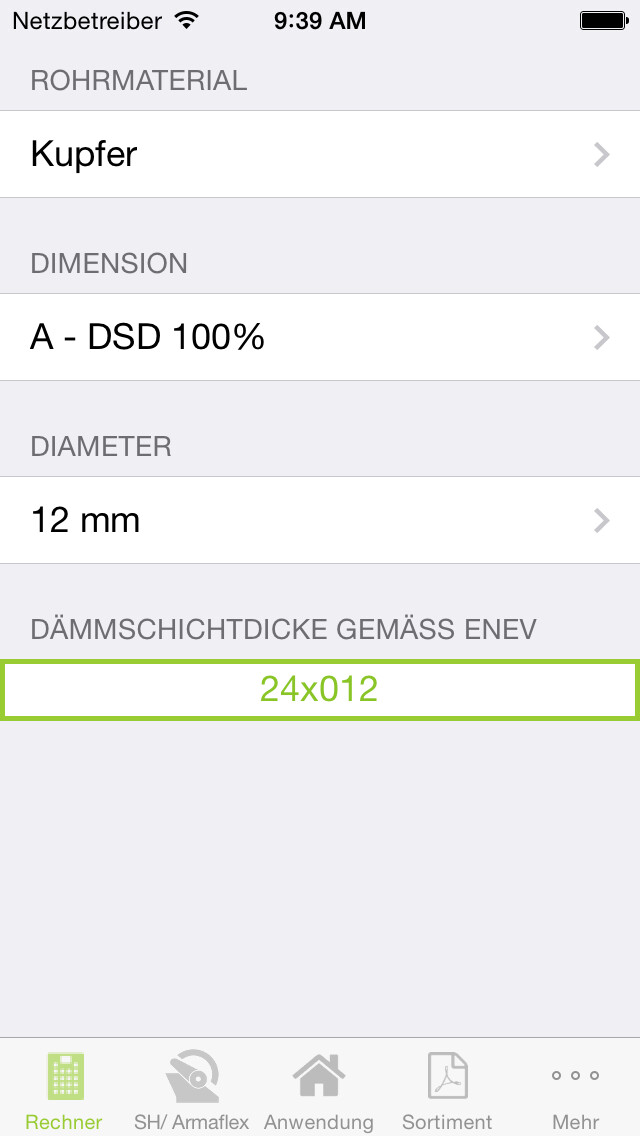 Emulate iPhone app Armacell EnEV Rechner using MyAndroid Emulate iPhone app Armacell EnEV Rechner using MyAndroid