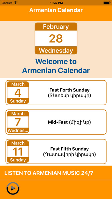 Emulate iPhone app Armenian Calendar US using MyAndroid Emulate iPhone app Armenian Calendar US using MyAndroid