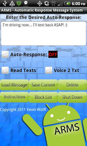 Run android online APK ARMS (Auto Responder) from MyAndroid or emulate ARMS (Auto Responder) using MyAndroid