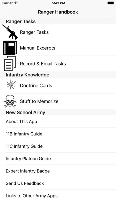 Emulate iPhone app Army Ranger Handbook and Training Guide using MyAndroid