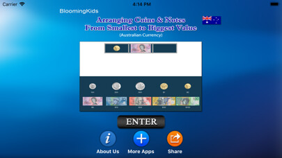Emulate iPhone app Arranging Coins and Notes AUD using MyAndroid