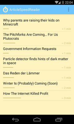 Emulate Android APK Article Speed Reader