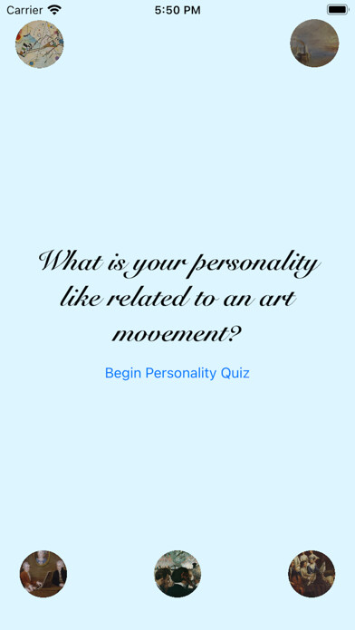 Emulate iPhone app Art Personality Quiz using MyAndroid