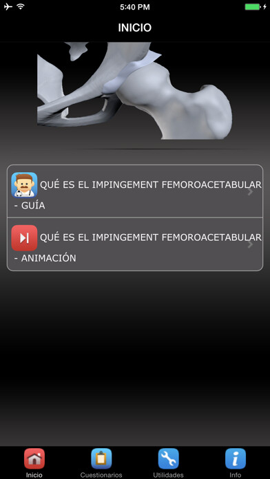 Emulate iPhone app Artroscopia cadera using MyAndroid