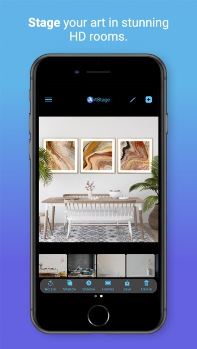 Emulate iPhone app ArtStage - Room Mockup Creator using MyAndroid