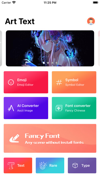 Emulate iPhone app Art Text Editor & Ascii symbol using MyAndroid