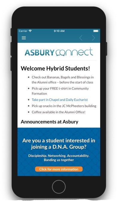 Emulate iPhone app Asbury Connect using MyAndroid