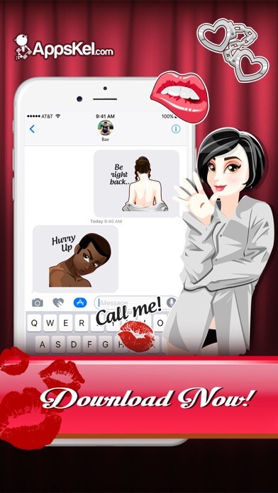 Emulate iPhone app A Sexy Love Emoji Stickers using MyAndroid