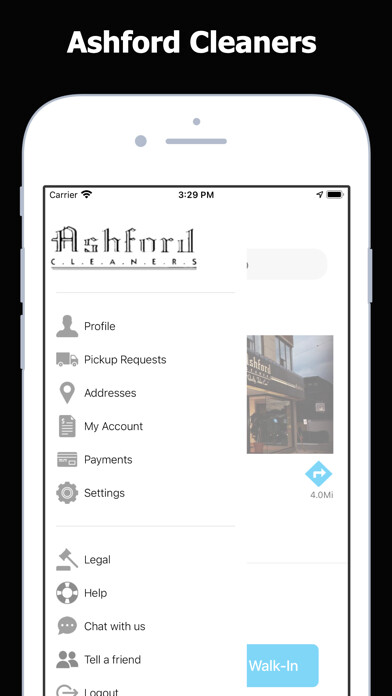 Emulate iPhone app Ashford Cleaners using MyAndroid