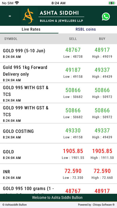 Emulate iPhone app Ashta Siddhi Bullion using MyAndroid Emulate iPhone app Ashta Siddhi Bullion using MyAndroid