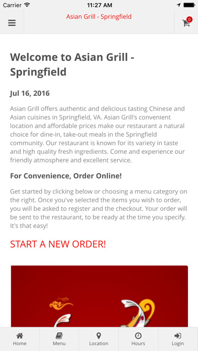Emulate iPhone app Asian Grill - Springfield Online Ordering using MyAndroid