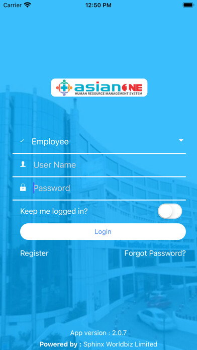 Emulate iPhone app AsianOne-HRMS using MyAndroid