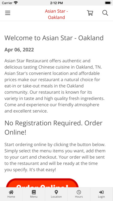 Emulate iPhone app Asian Star - Oakland using MyAndroid Emulate iPhone app Asian Star - Oakland using MyAndroid