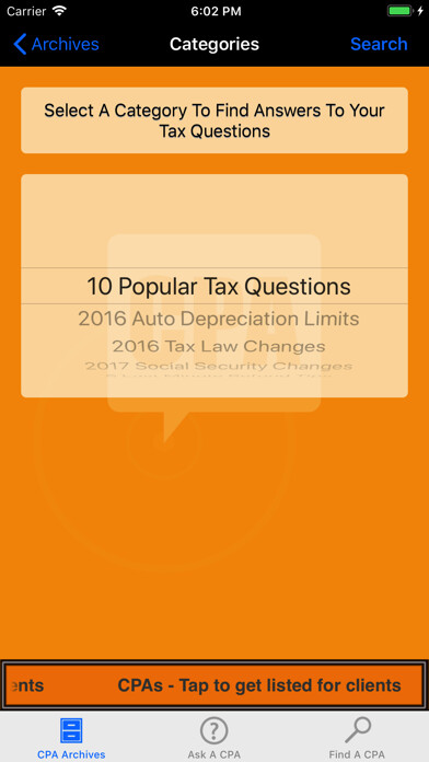 Emulate iPhone app ASK A CPA Tax Answers using MyAndroid