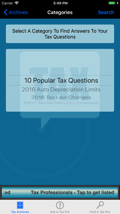 Emulate iPhone app ASK A TAX PREPARER using MyAndroid
