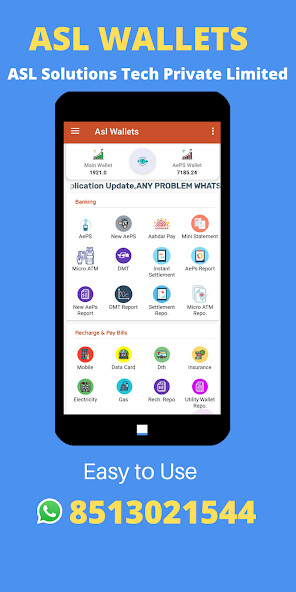 Run android online APK ASL Wallets AEPS DMT Recharge from MyAndroid or emulate ASL Wallets AEPS DMT Recharge using MyAndroid