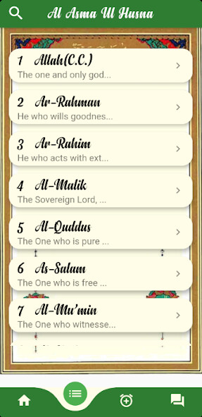 Run android online APK Asmaul Husna 99 Names of Allah Meaning and Dhikr from MyAndroid or emulate Asmaul Husna 99 Names of Allah Meaning and Dhikr using MyAndroid