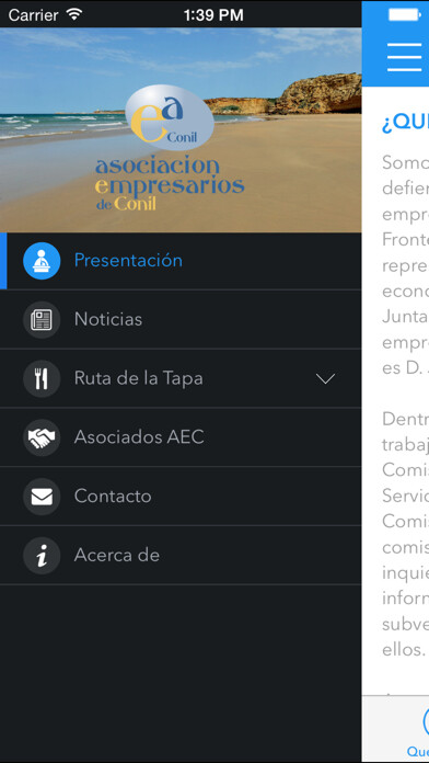 Emulate iPhone app Asociación Empresarios Conil using MyAndroid