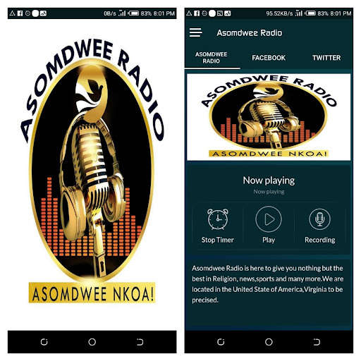Run android online APK Asomdwee Radio from MyAndroid or emulate Asomdwee Radio using MyAndroid