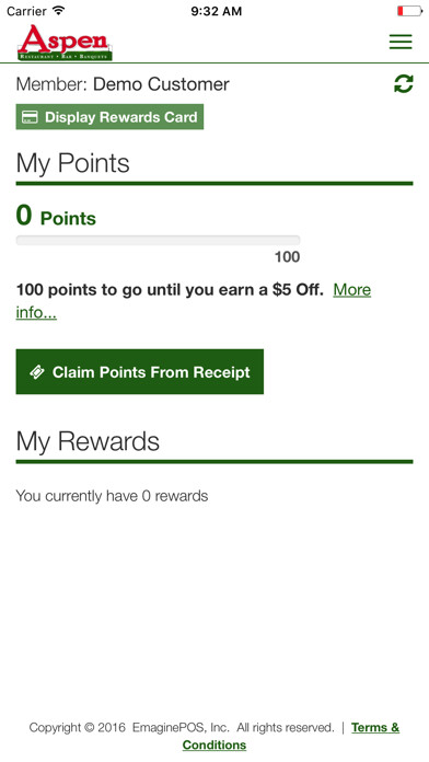 Emulate iPhone app Aspen Restaurant Rewards using MyAndroid Emulate iPhone app Aspen Restaurant Rewards using MyAndroid