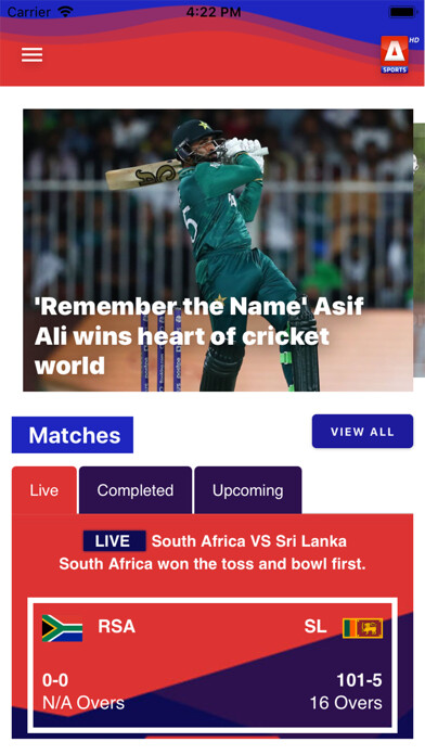 Emulate iPhone app A Sports HD using MyAndroid