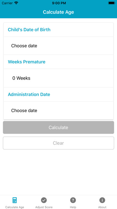Emulate iPhone app ASQ Age & Score Calculator using MyAndroid