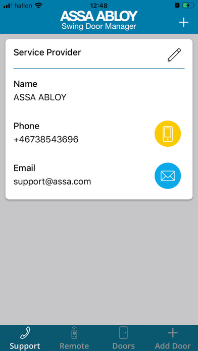 Emulate iPhone app ASSA ABLOY Swing Door Mgr using MyAndroid Emulate iPhone app ASSA ABLOY Swing Door Mgr using MyAndroid