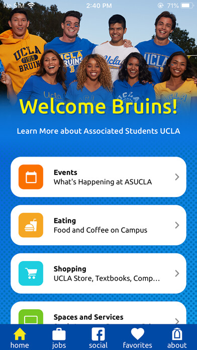 Emulate iPhone app Associated Students UCLA using MyAndroid
