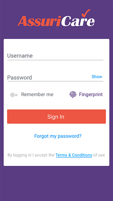 Emulate iPhone app AssuriCare Caregiver using MyAndroid