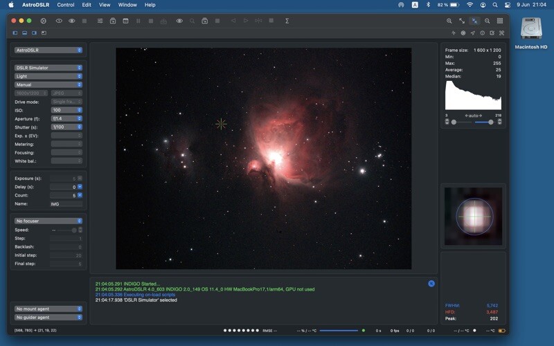 Emulate iPhone app AstroDSLR using MyAndroid