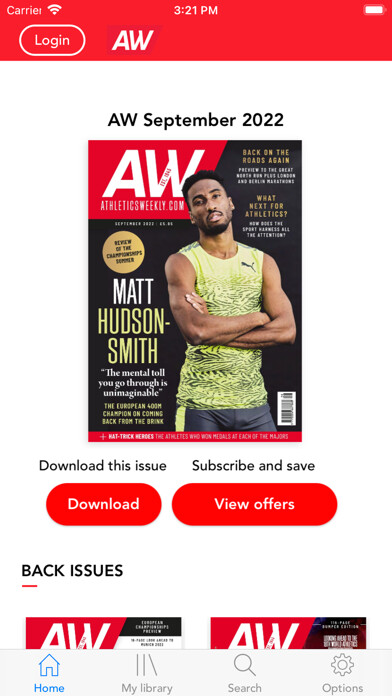 Emulate iPhone app Athletics Weekly Magazine using MyAndroid
