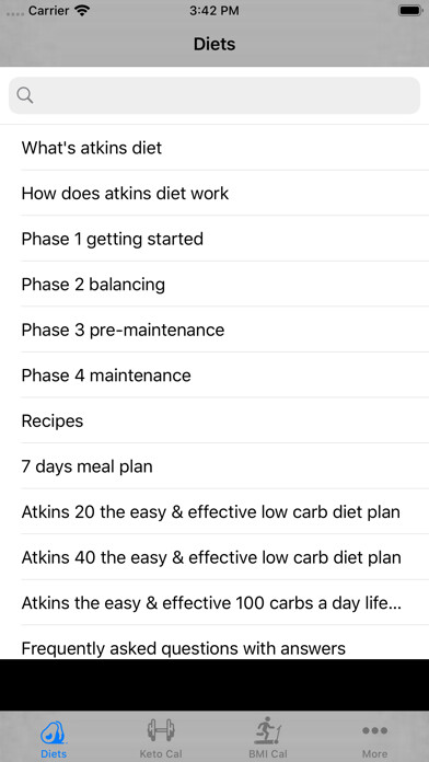 Emulate iPhone app Atkins Diet (Get Fitt) using MyAndroid