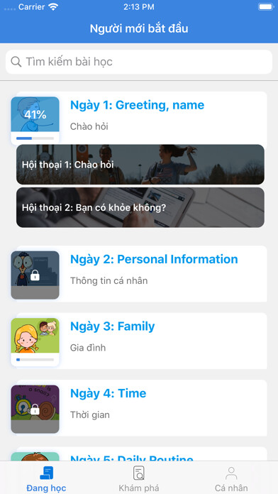 Emulate iPhone app Atomic: Học tiếng Anh siêu tốc using MyAndroid