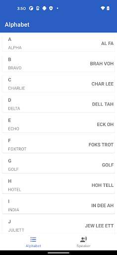 Run android online APK A to Z Phonetic Alphabet from MyAndroid or emulate A to Z Phonetic Alphabet using MyAndroid Run android online APK A to Z Phonetic Alphabet from MyAndroid or emulate A to Z Phonetic Alphabet using MyAndroid