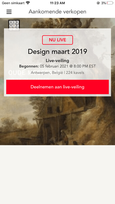 Emulate iPhone app Auctioneers Bernaerts Live using MyAndroid