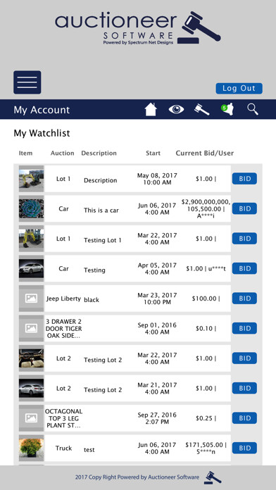 Emulate iPhone app Auctioneer Software using MyAndroid