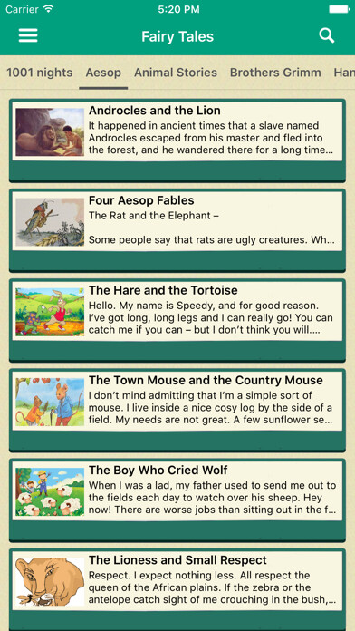 Emulate iPhone app Audio bedtime Stories Saga using MyAndroid